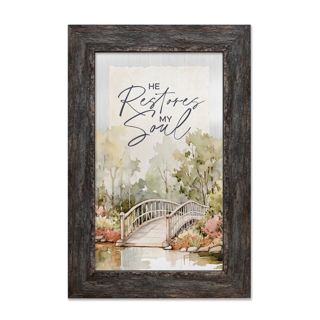 He Restores My Soul Metalscape Framed Wall Art - 8 inches x 12 inches